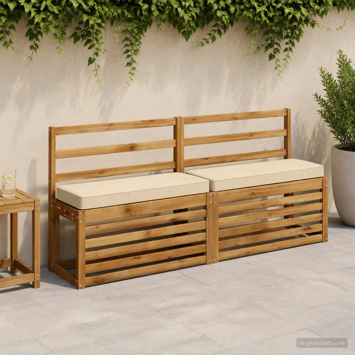 1-Piece Bench Cushion VUGHT 100% Polyester Beige 80 x 40 x 5 cm