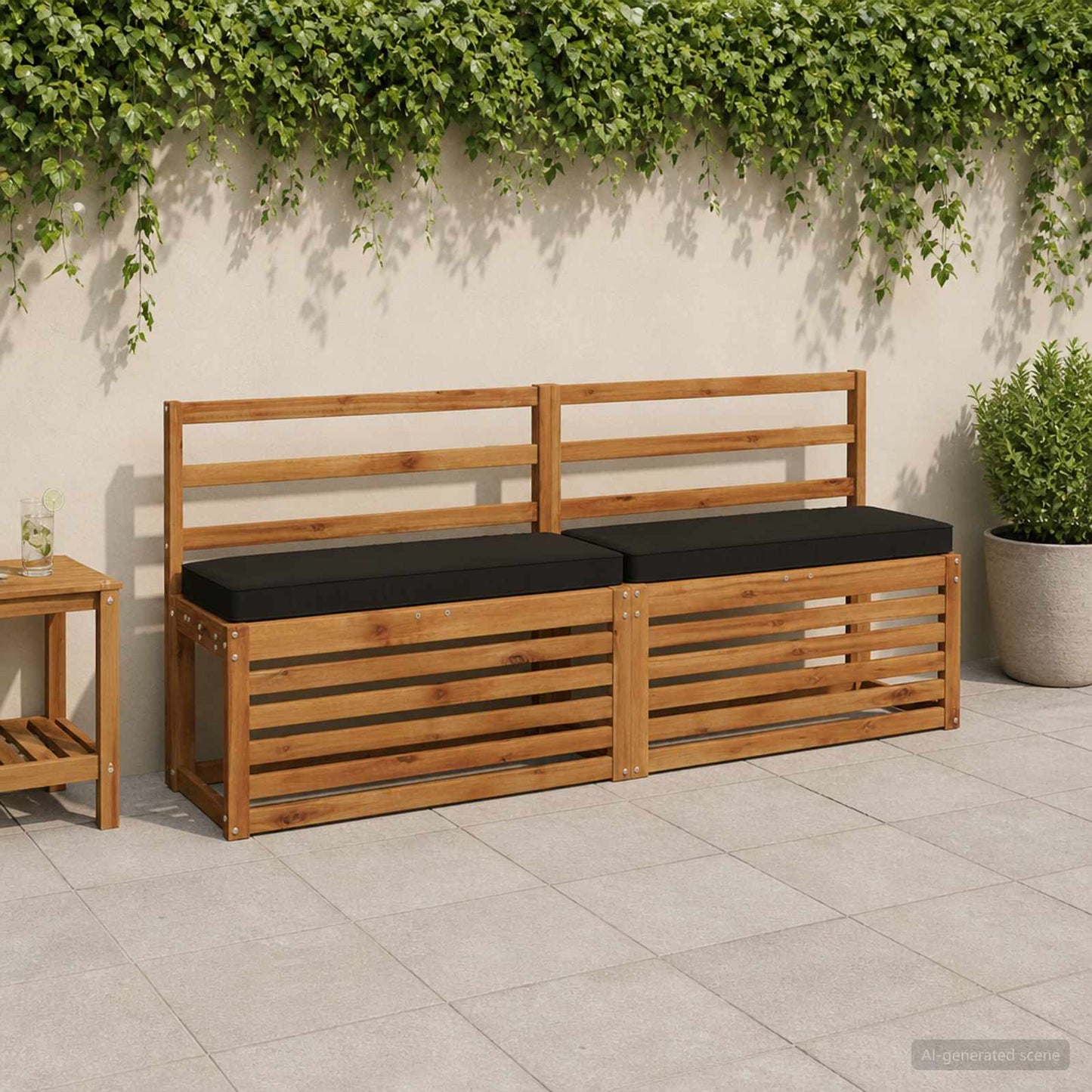 1-Piece Bench Cushion VUGHT 100% Polyester Black 60 x 30 x 5 cm