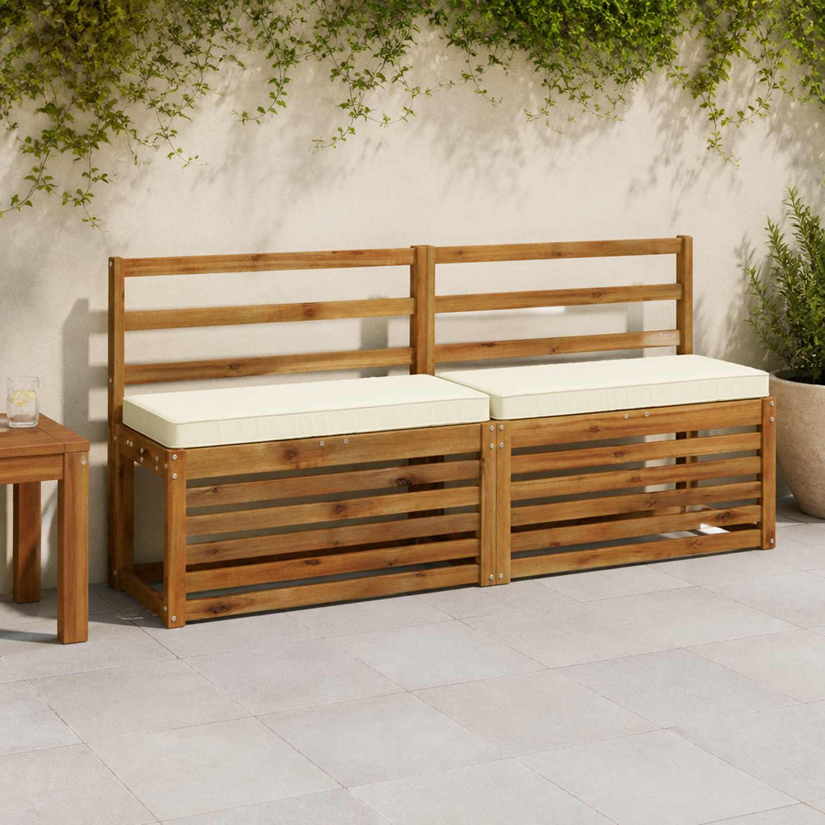 2-Piece Bench Cushions VUGHT 2 pcs 100% Polyester Cream