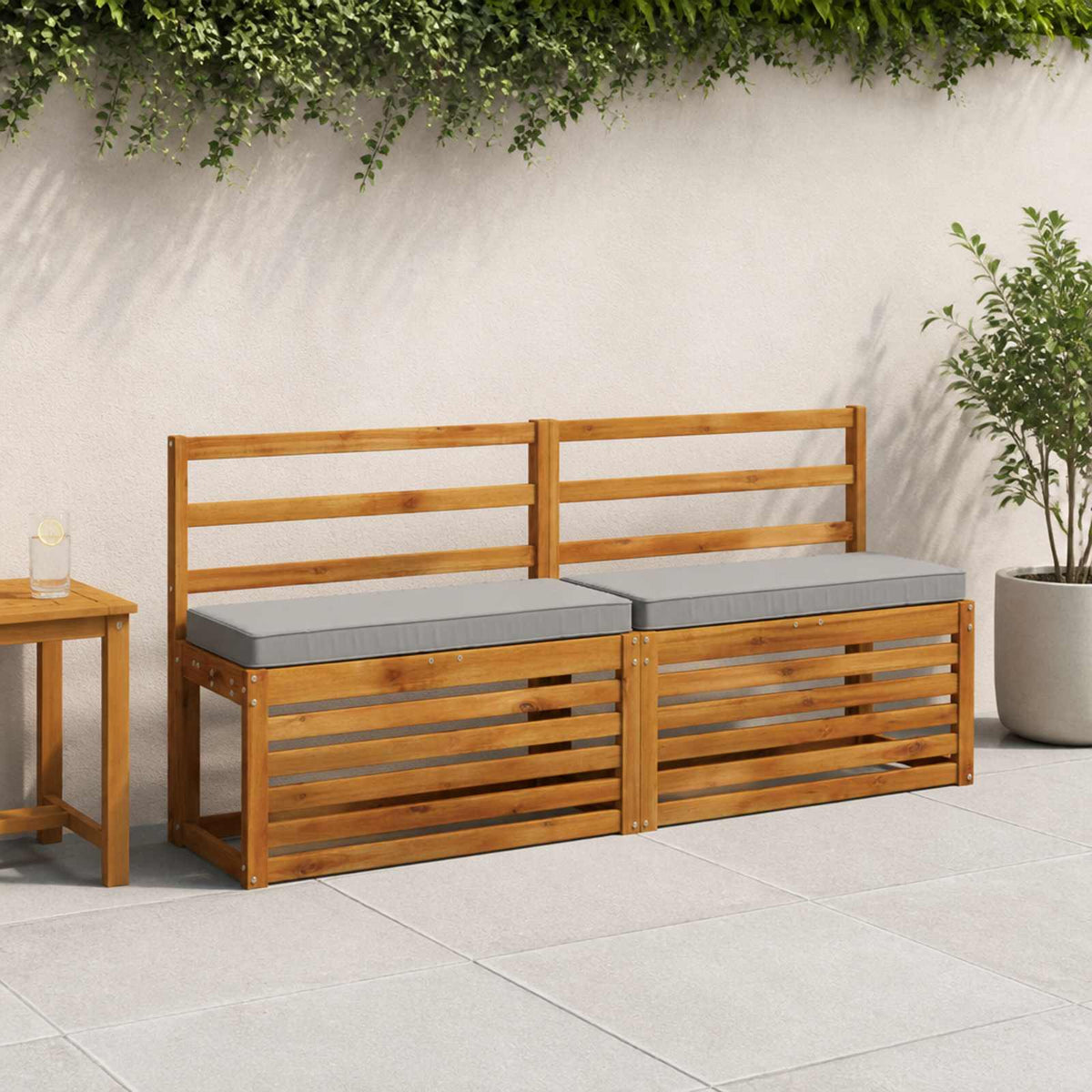 2-Piece Bench Cushions VUGHT 2 pcs 100% Polyester Grey