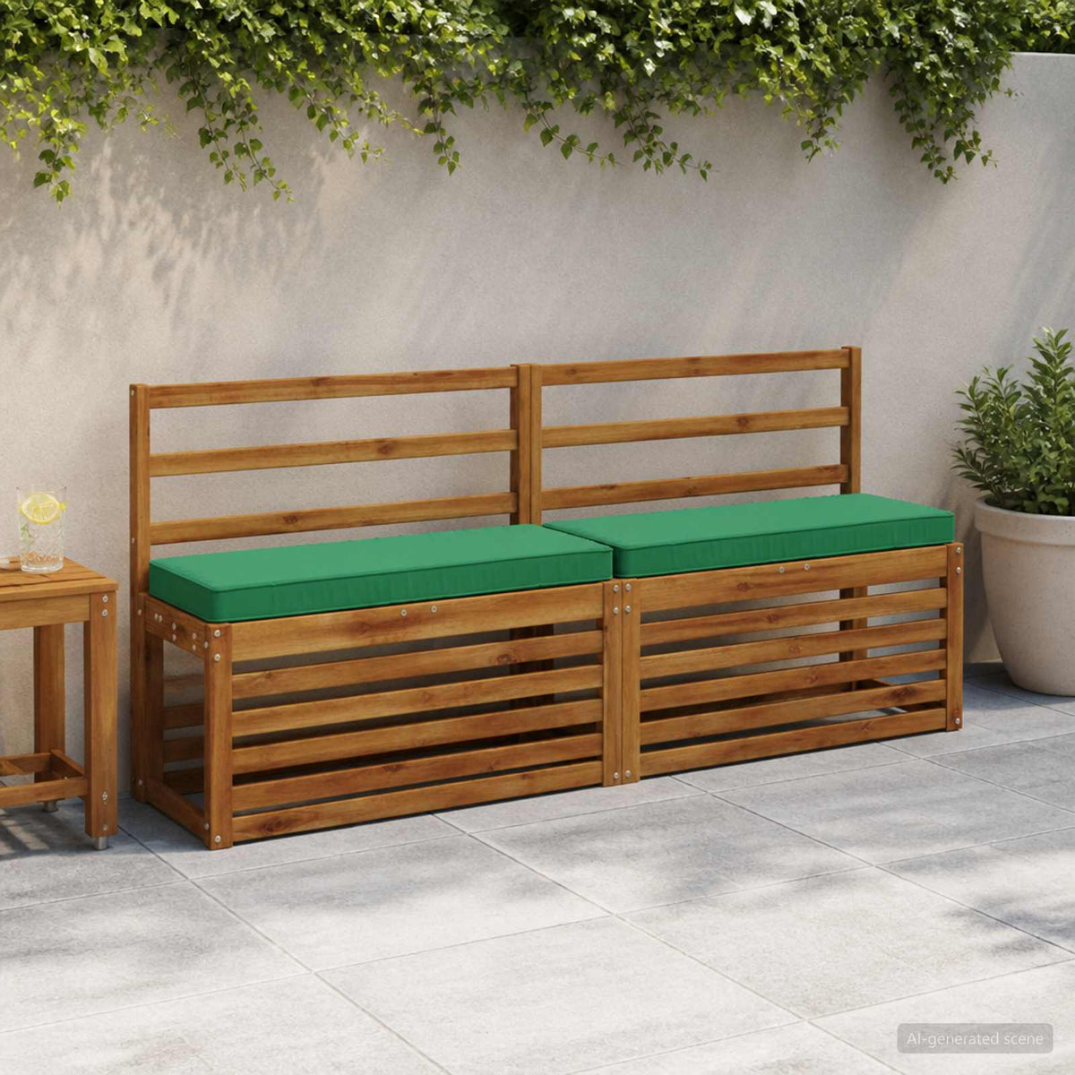 1-Piece Bench Cushion VUGHT 100% Polyester Green 60 x 30 x 5 cm