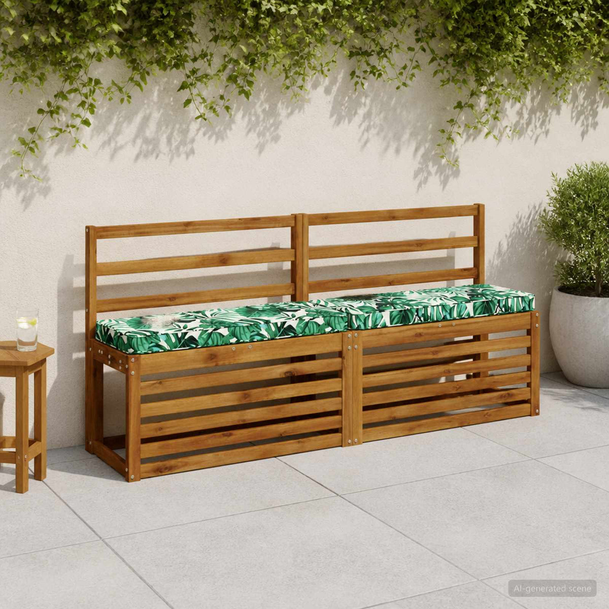 1-Piece Bench Cushion VUGHT 100% Polyester Leaf Pattern