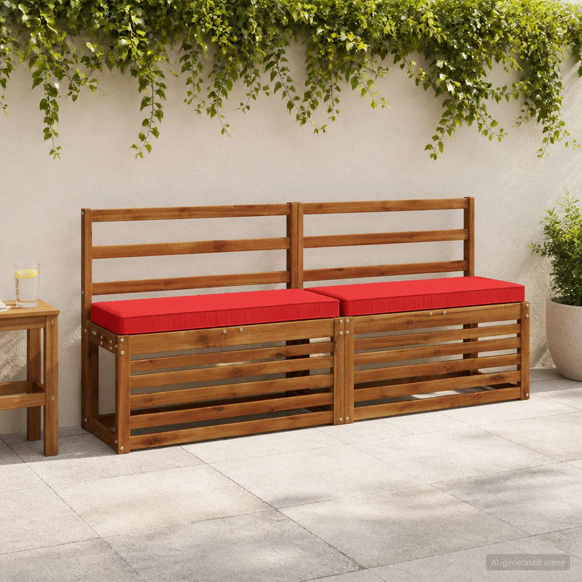 1-Piece Bench Cushion VUGHT 100% Polyester Red 60 x 30 x 5 cm