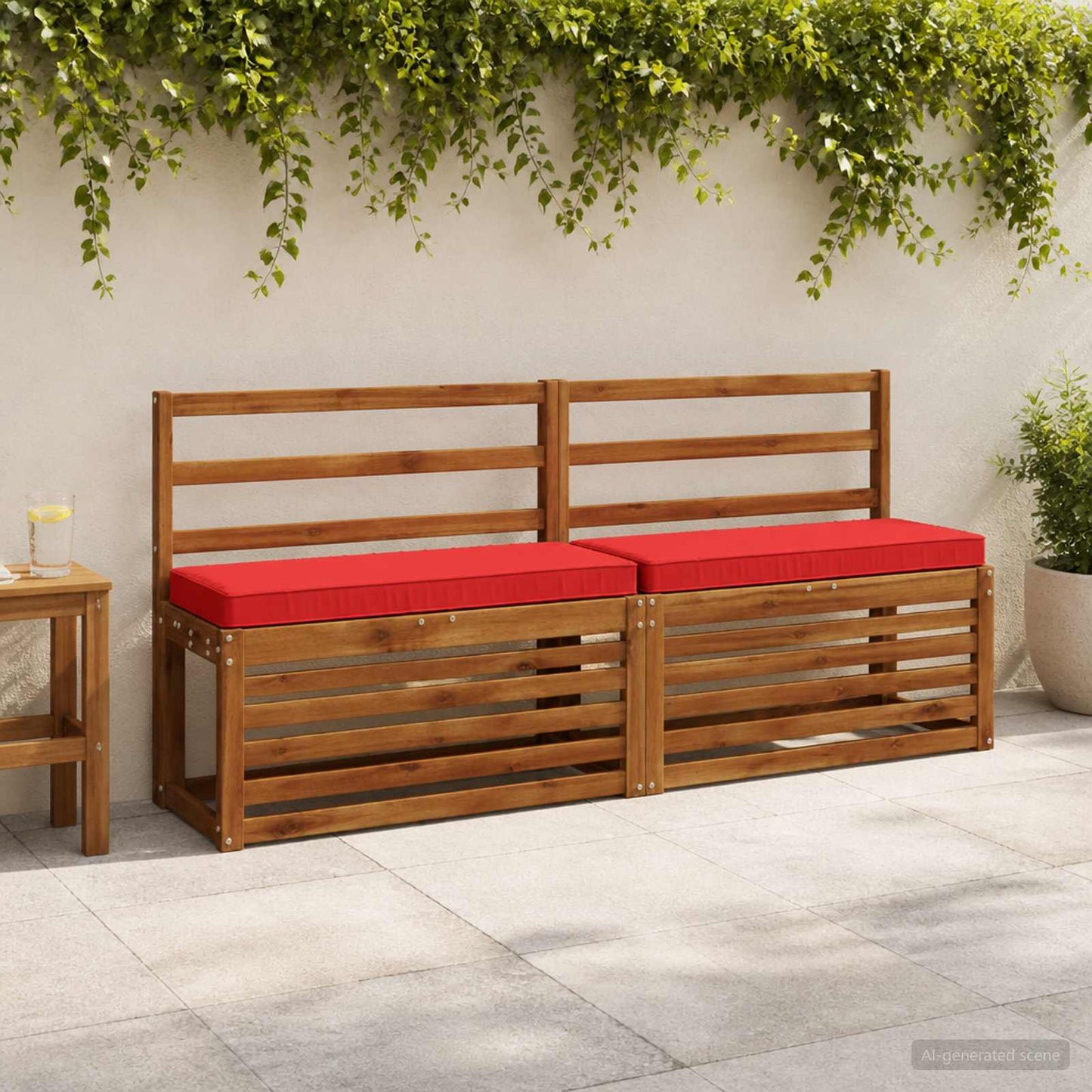 1-Piece Bench Cushion VUGHT 100% Polyester Red 80 x 40 x 5 cm