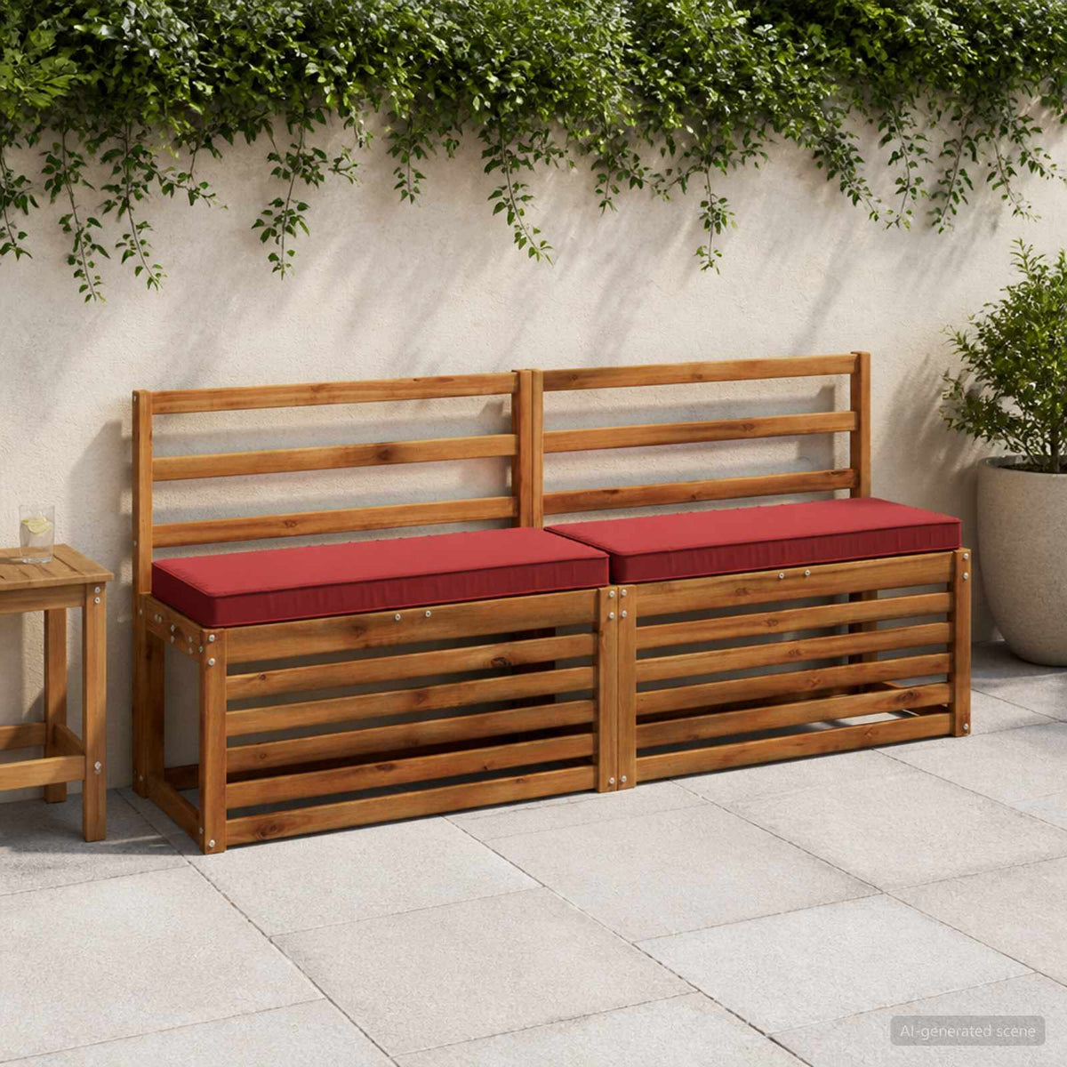 1-Piece Bench Cushion VUGHT 100% Polyester Wine Red