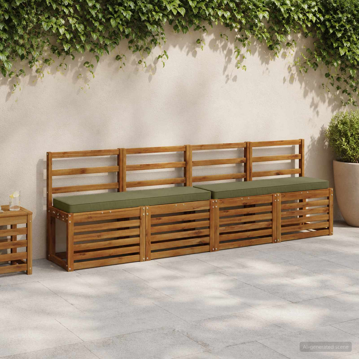 1-Piece Bench Cushion VUGHT 100% Polyester Olive Green