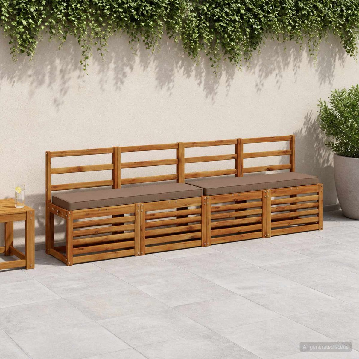 2-Piece Bench Cushions VUGHT 2 pcs 100% Polyester Taupe