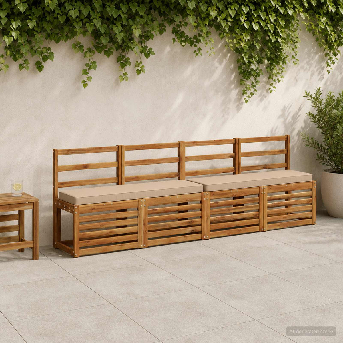 1-Piece Bench Cushion VUGHT 100% Polyester Sand 100 x 30 x 5 cm
