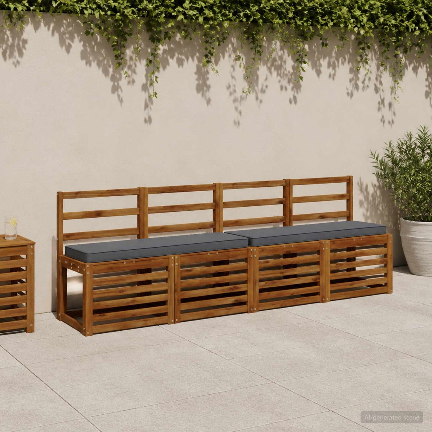 1-Piece Bench Cushion VUGHT 100% Polyester Blue 100 x 30 x 5 cm