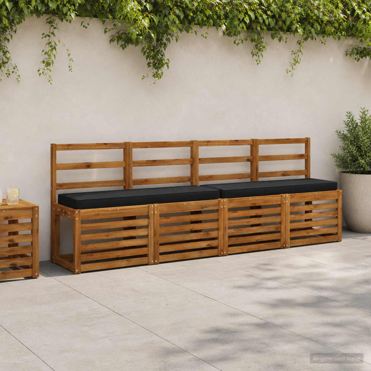 1-Piece Bench Cushion VUGHT 100% Polyester Black