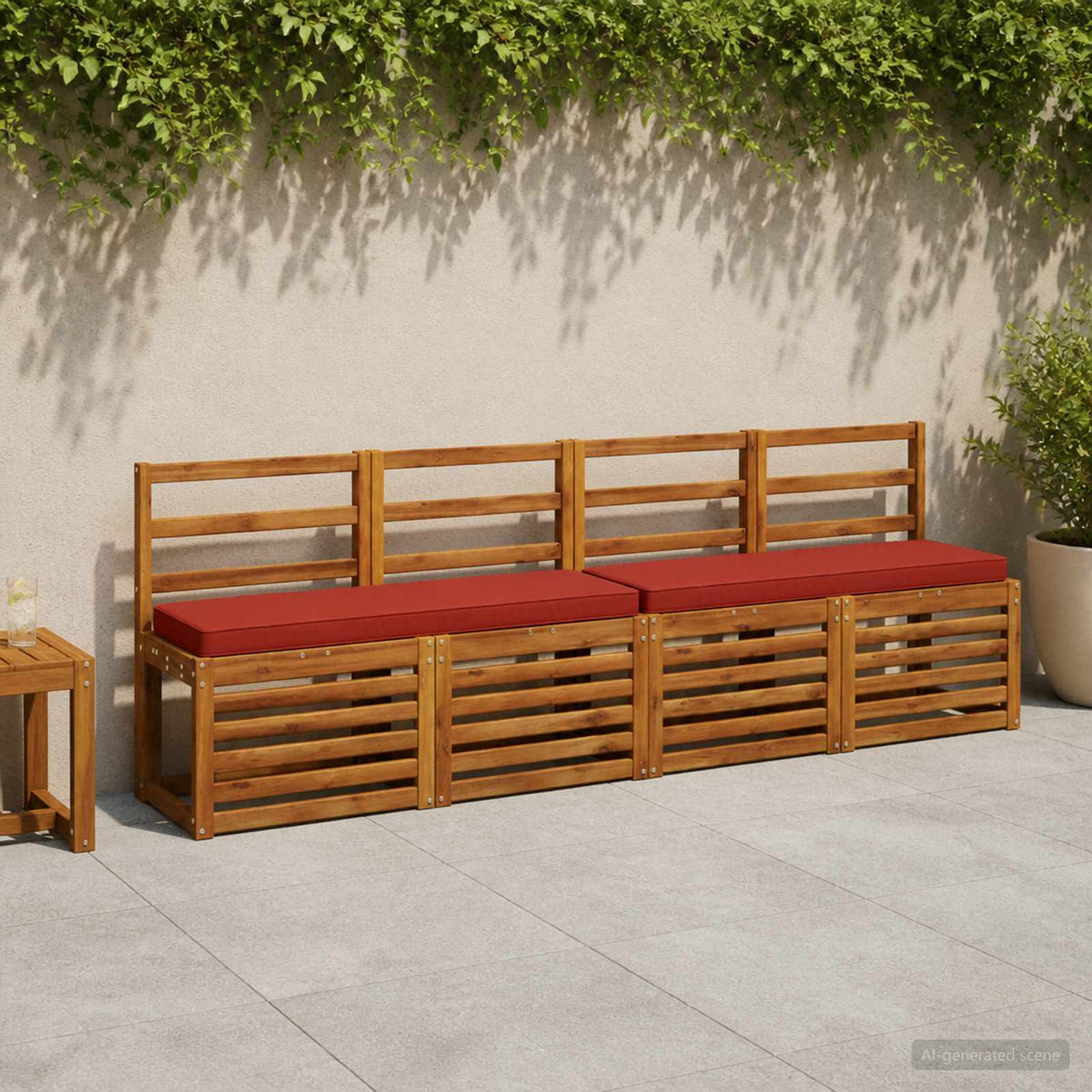 1-Piece Bench Cushion VUGHT 100% Polyester Red 120 x 30 x 5 cm