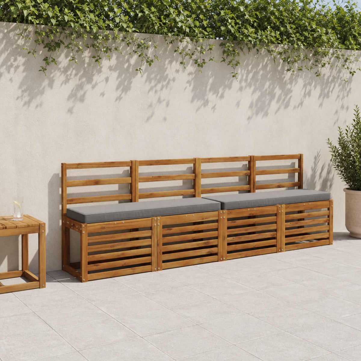 1-Piece Bench Cushion VUGHT 100% Polyester Grey 110 x 30 x 5 cm