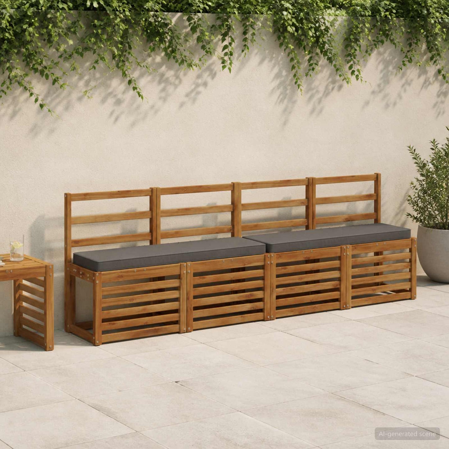 1-Piece Bench Cushion VUGHT 100% Polyester Grey 100 x 30 x 5 cm