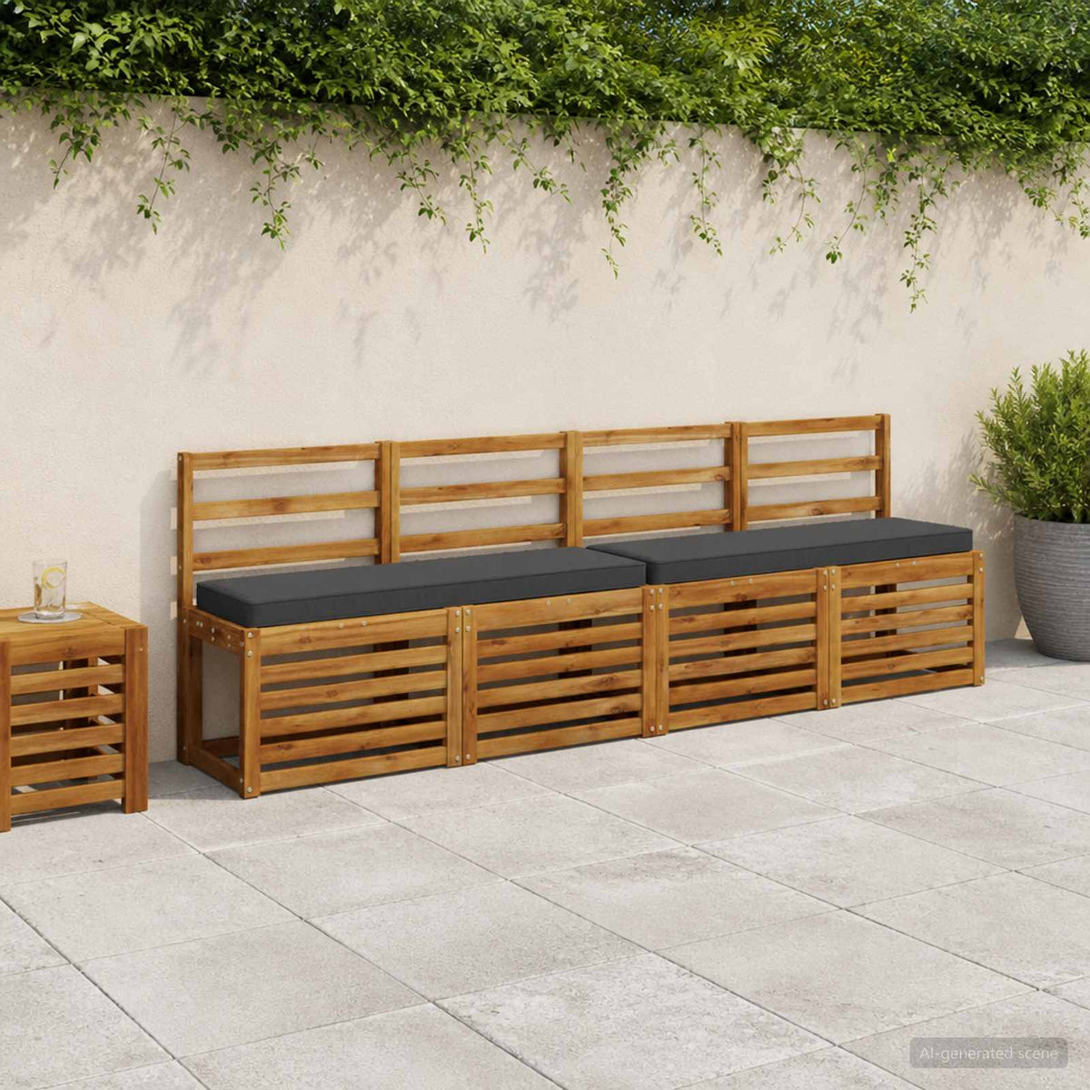 1-Piece Bench Cushion VUGHT 100% Polyester Anthracite