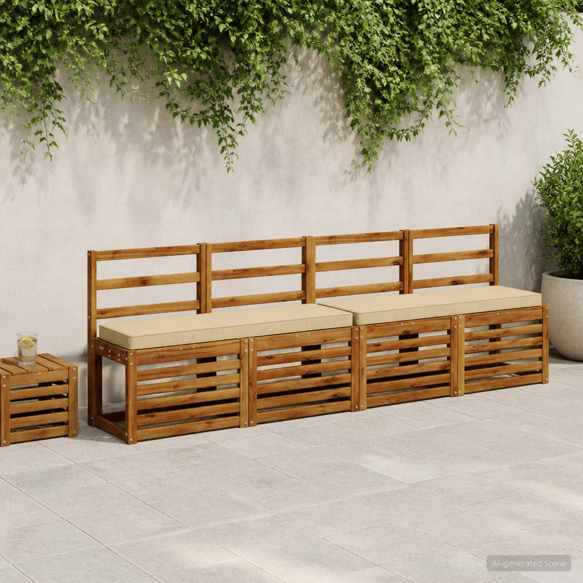 2-Piece Bench Cushions VUGHT 2 pcs 100% Polyester Beige