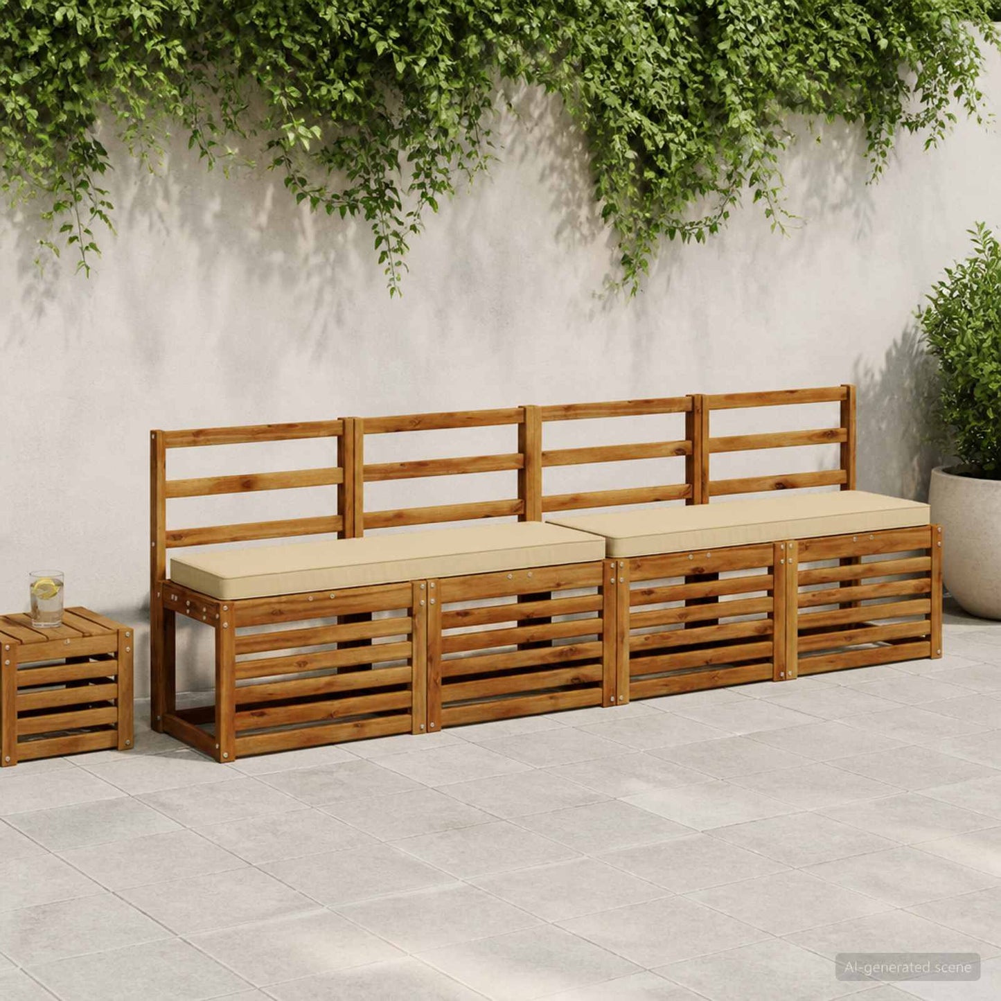 1-Piece Bench Cushion VUGHT 100% Polyester Beige