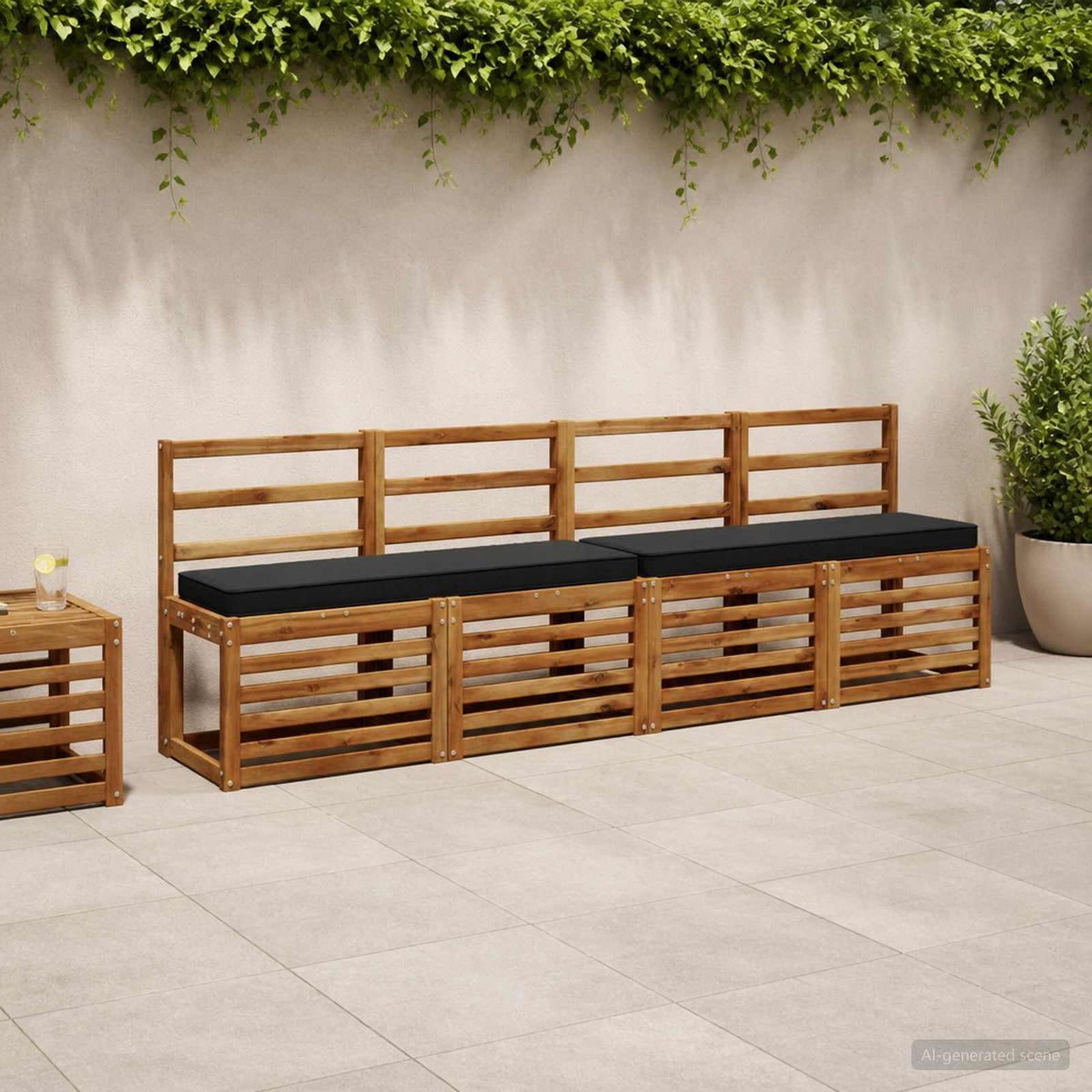 1-Piece Bench Cushion VUGHT 100% Polyester Black