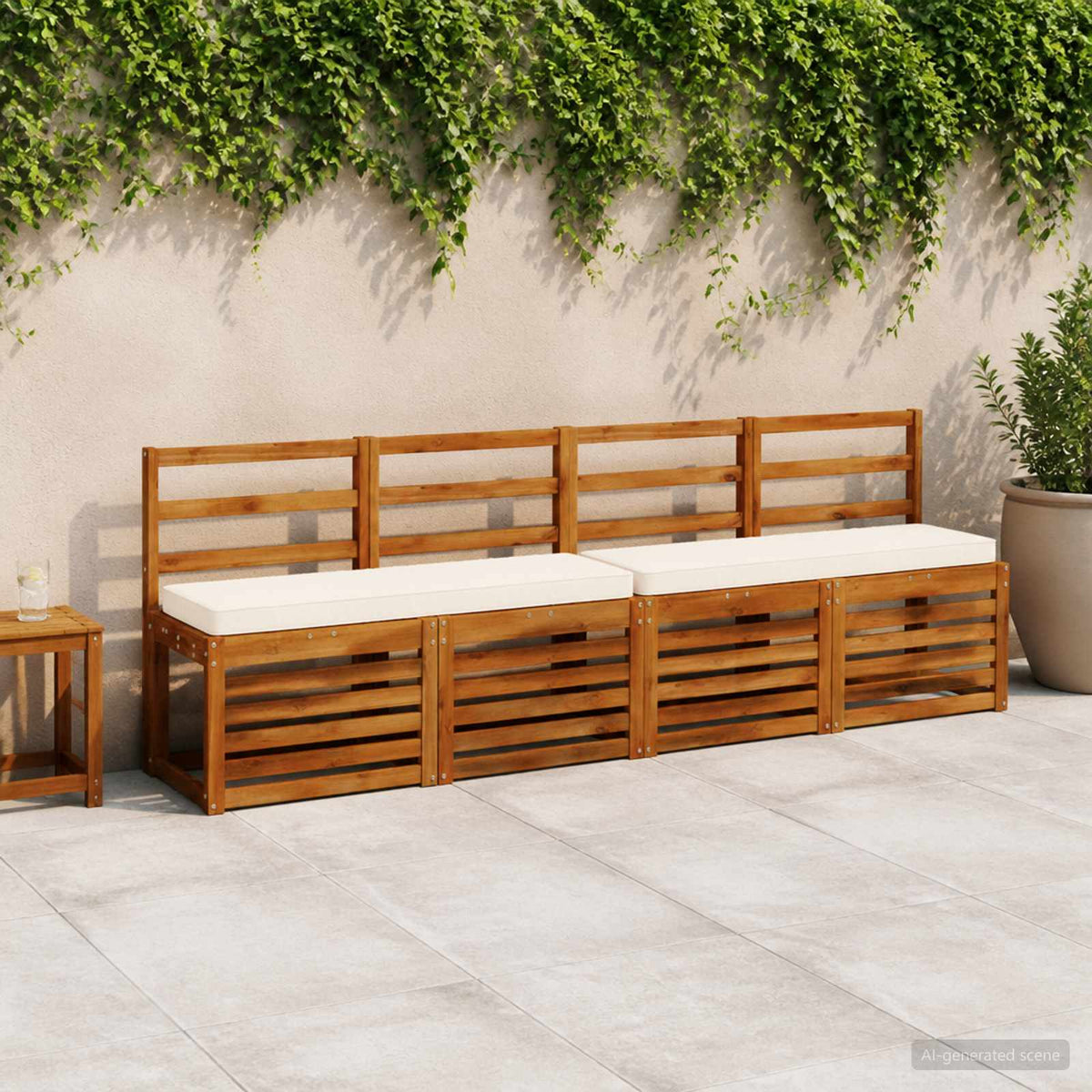 2-Piece Bench Cushions VUGHT 2 pcs 100% Polyester Cream