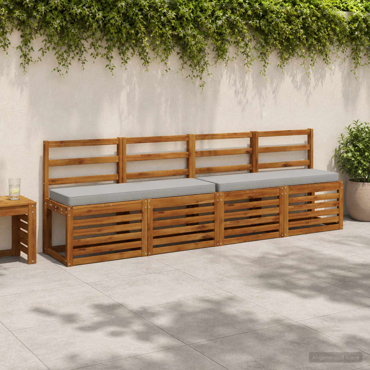 2-Piece Bench Cushions VUGHT 2 pcs 100% Polyester Grey