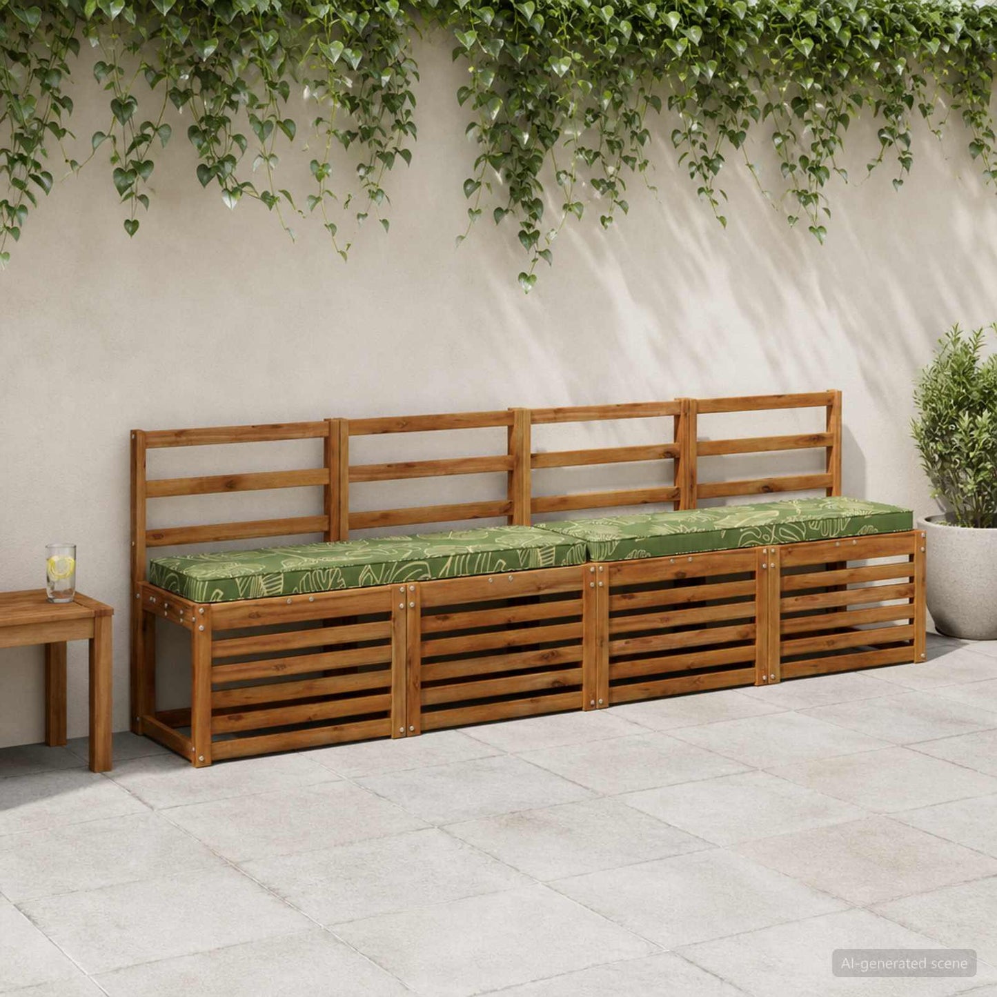 1-Piece Bench Cushion VUGHT 100% Polyester Leaf Design