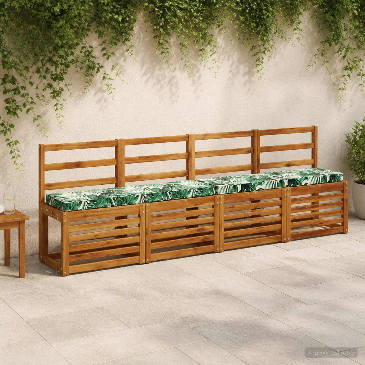 1-Piece Bench Cushion VUGHT 100% Polyester Leaf Pattern