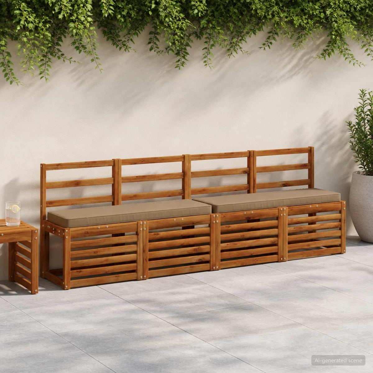 2-Piece Bench Cushions VUGHT 2 pcs 100% Polyester Taupe