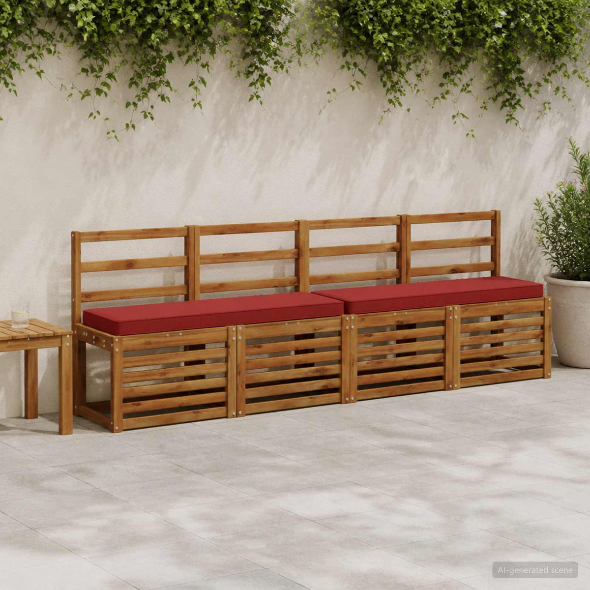 2-Piece Bench Cushions VUGHT 2 pcs 100% Polyester Wine Red