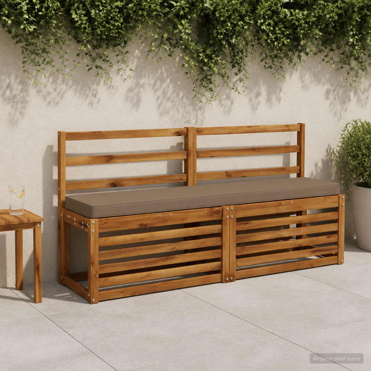 2-Piece Bench Cushions VUGHT 2 pcs 100% Polyester Taupe