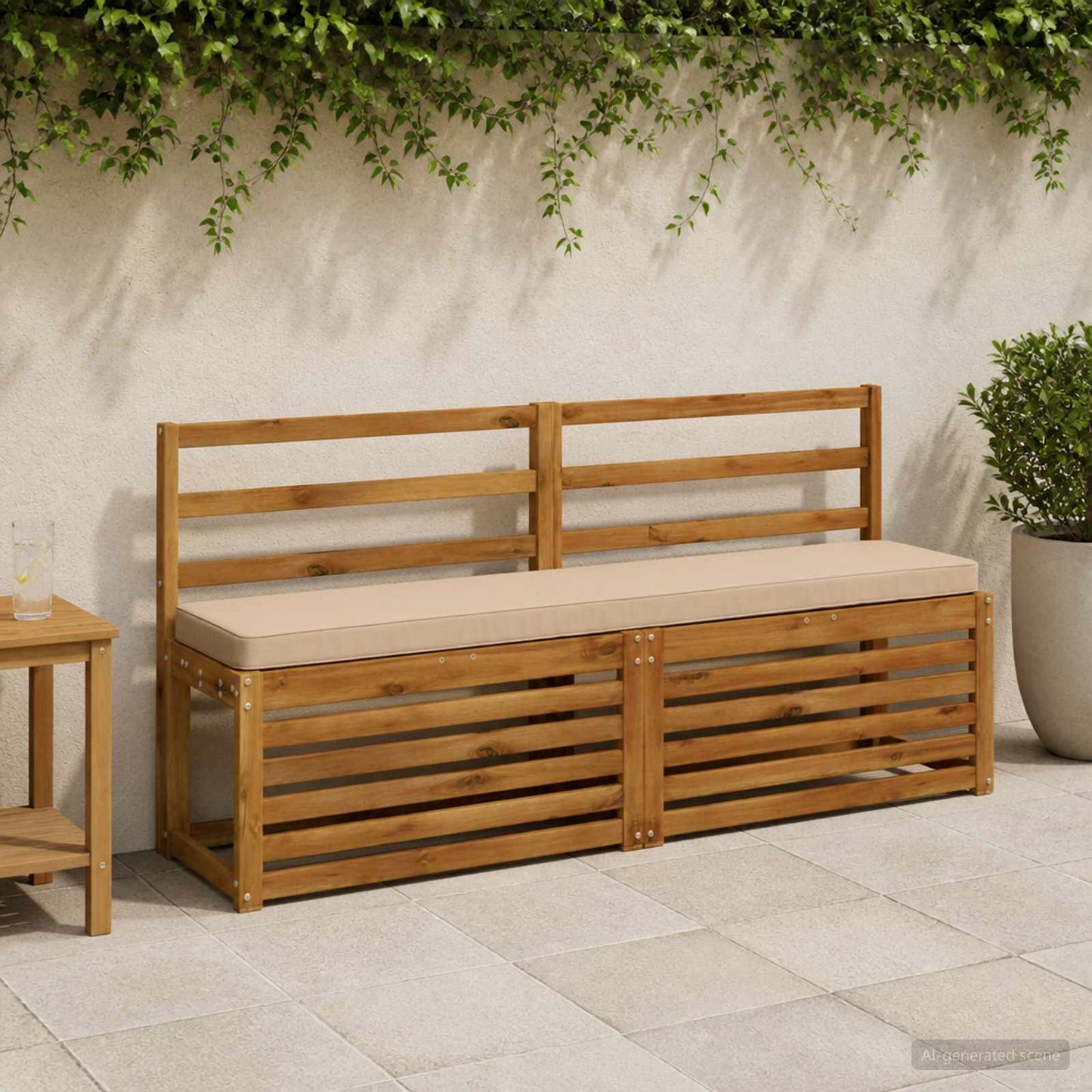 1-Piece Bench Cushion VUGHT 100% Polyester Sand 150 x 30 x 5 cm
