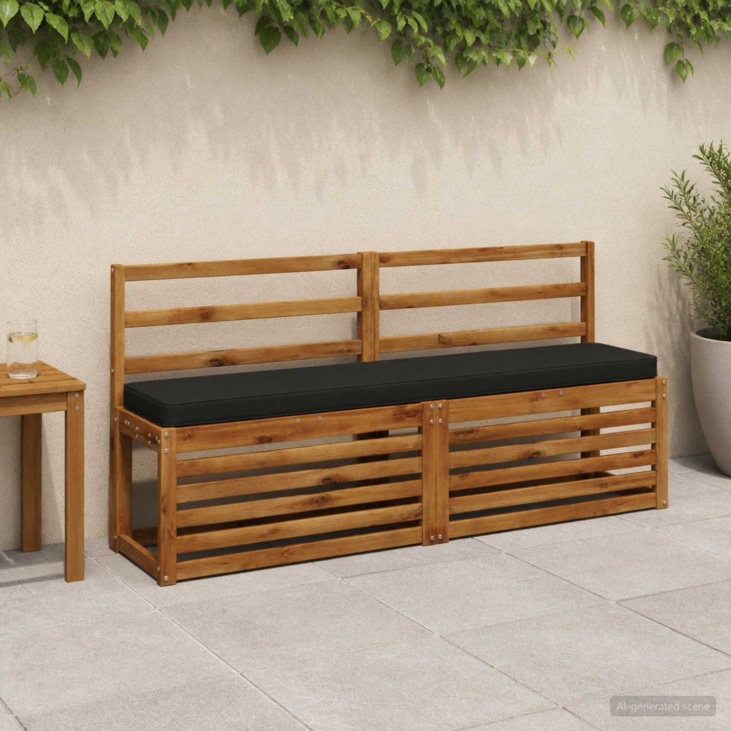 1-Piece Bench Cushion VUGHT 100% Polyester Black