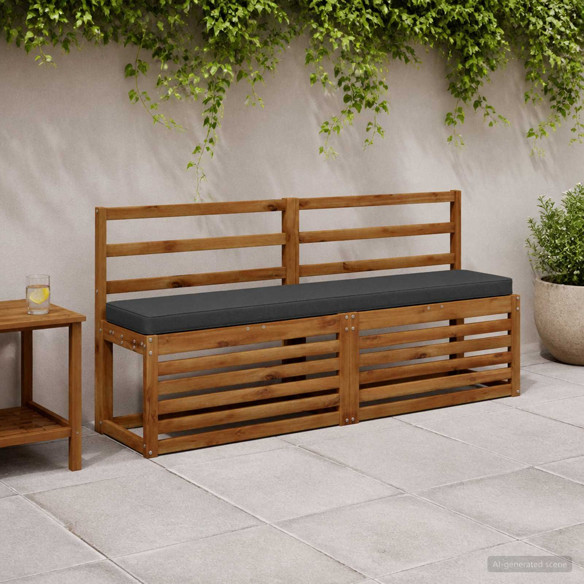 1-Piece Bench Cushion VUGHT 100% Polyester Anthracite