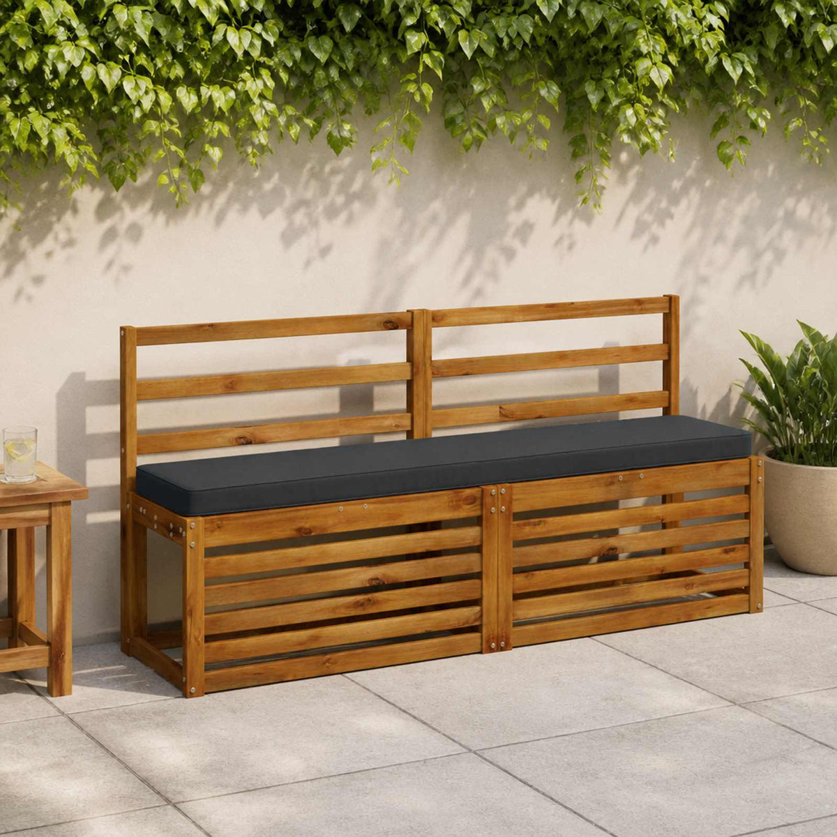 1-Piece Bench Cushion VUGHT 100% Polyester Grey 160 x 30 x 5 cm