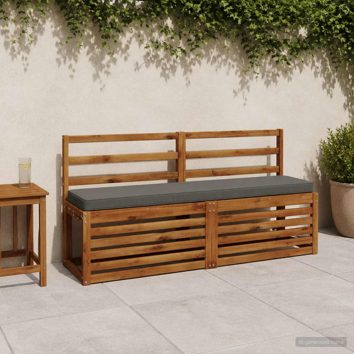 1-Piece Bench Cushion VUGHT 100% Polyester Grey 150 x 30 x 5 cm