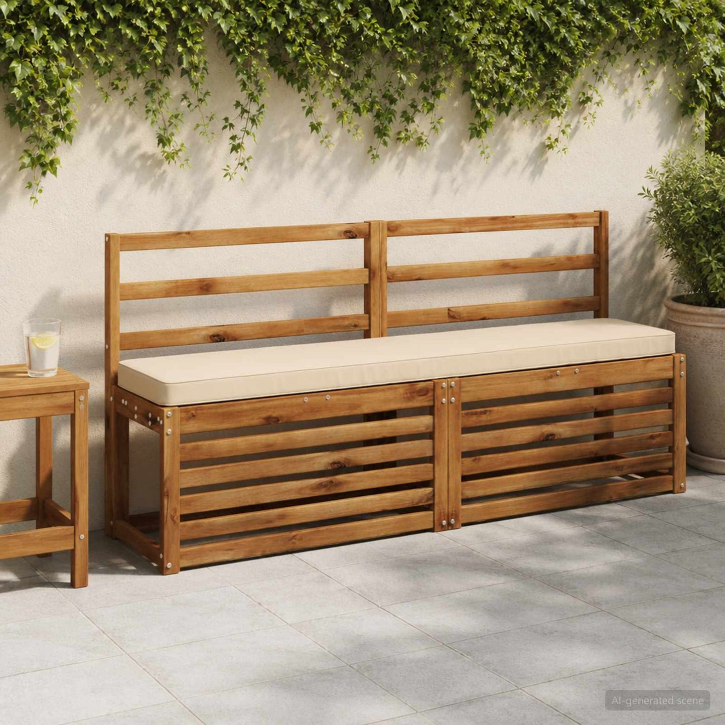 2-Piece Bench Cushions VUGHT 2 pcs 100% Polyester Cream