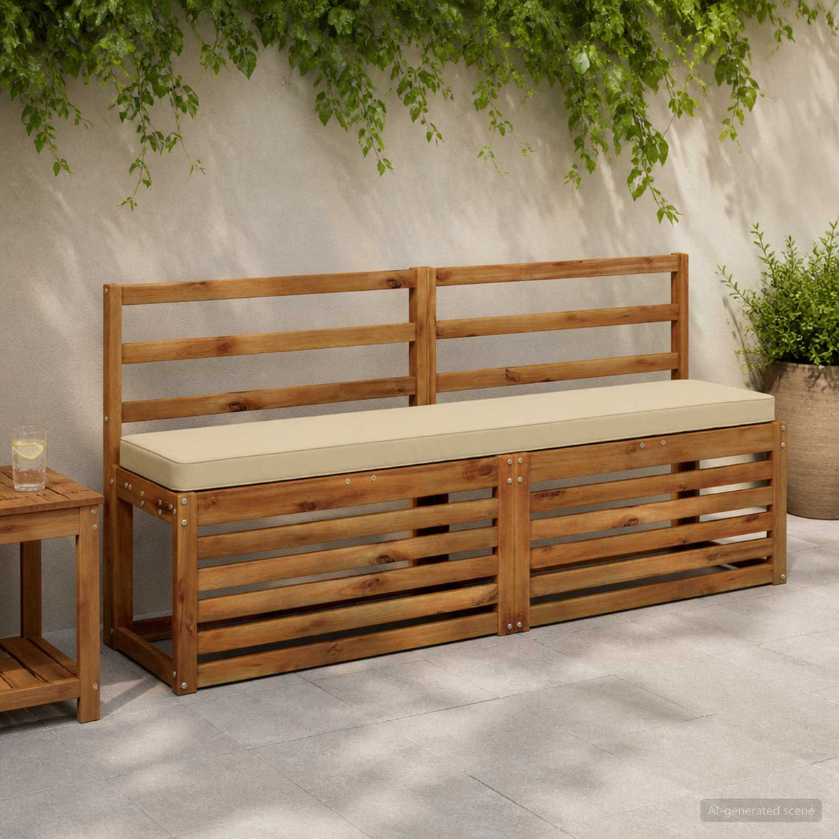 2-Piece Bench Cushions VUGHT 2 pcs 100% Polyester Beige