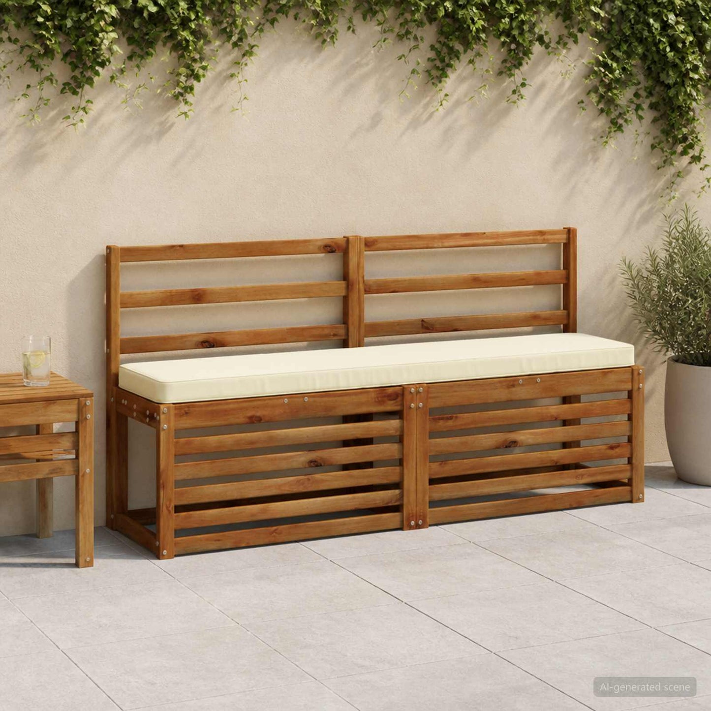 2-Piece Bench Cushions VUGHT 2 pcs 100% Polyester Cream