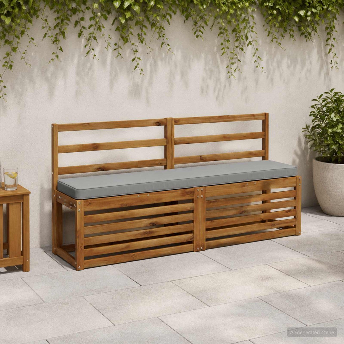 1-Piece Bench Cushion VUGHT 100% Polyester Grey 160 x 30 x 5 cm