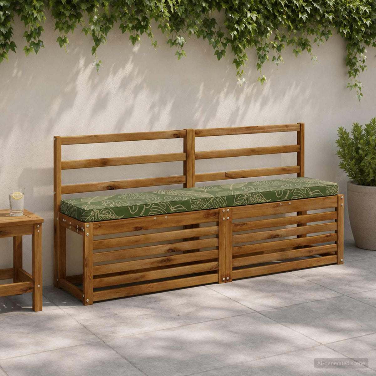 1-Piece Bench Cushion VUGHT 100% Polyester Leaf Design