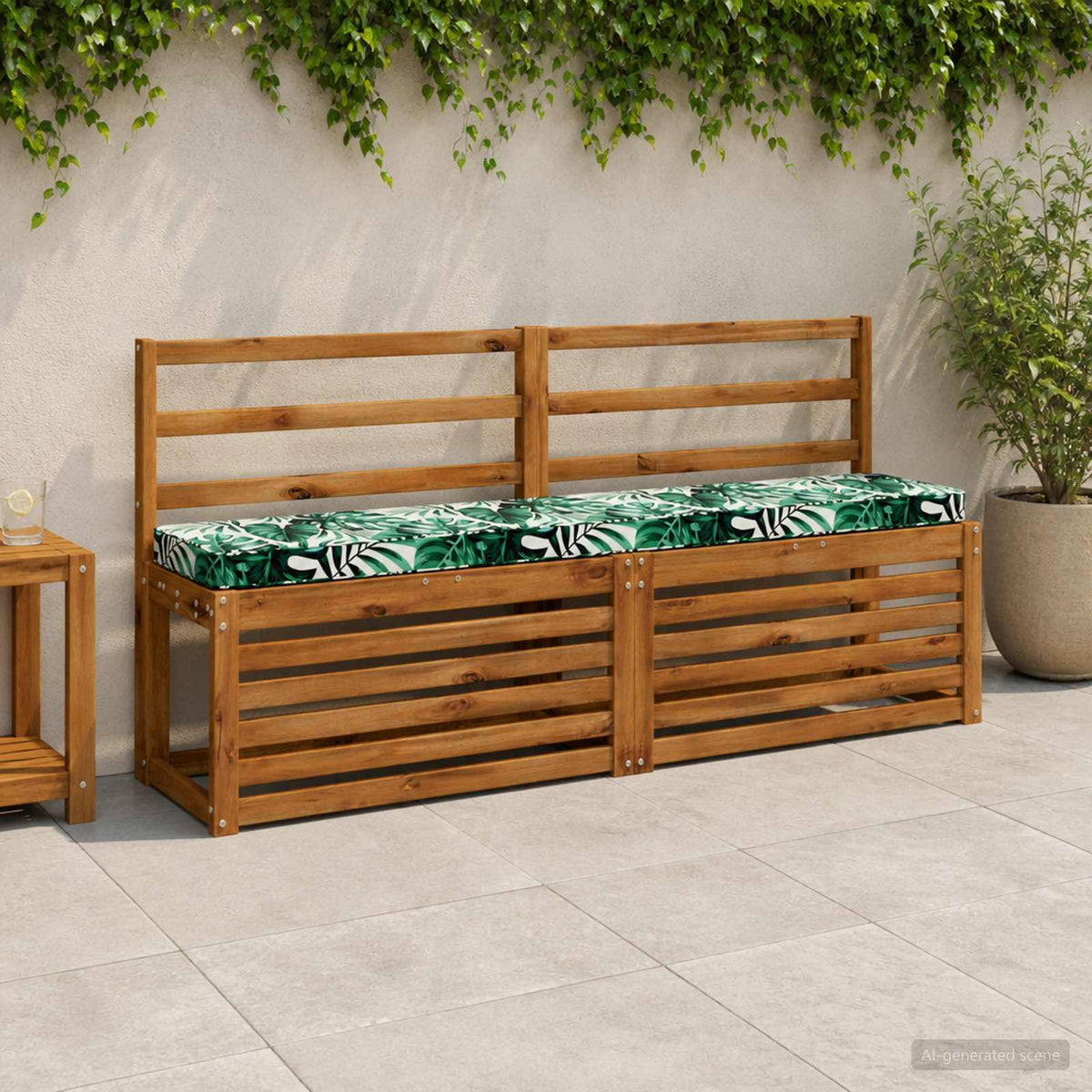 2-Piece Bench Cushions VUGHT 2 pcs 100% Polyester Leaf Pattern
