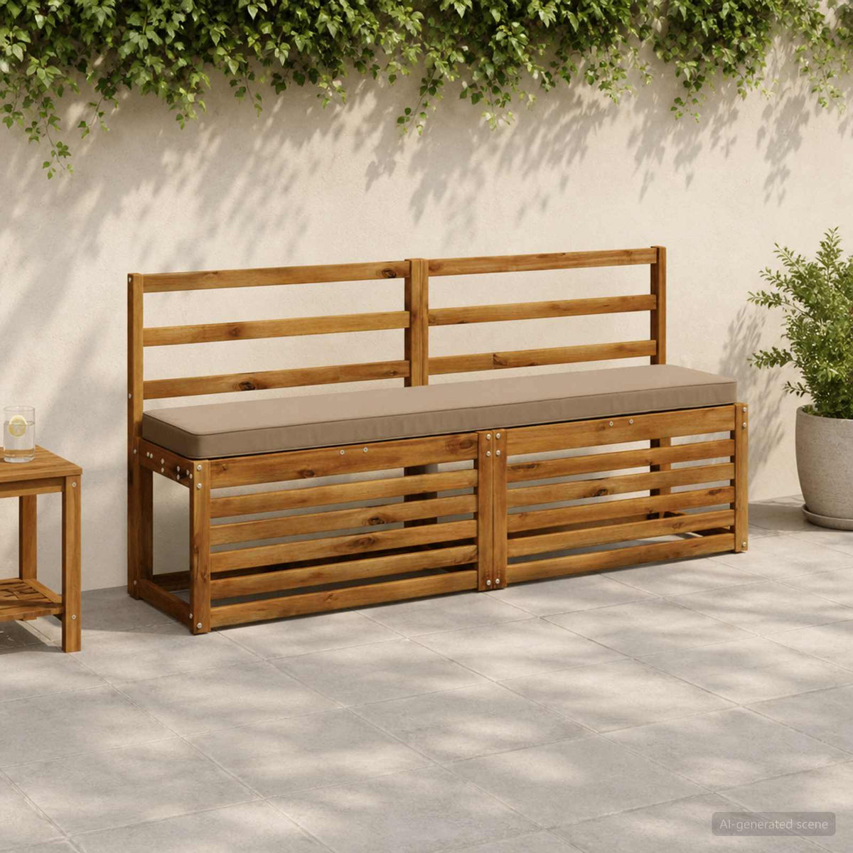 1-Piece Bench Cushion VUGHT 100% Polyester Taupe
