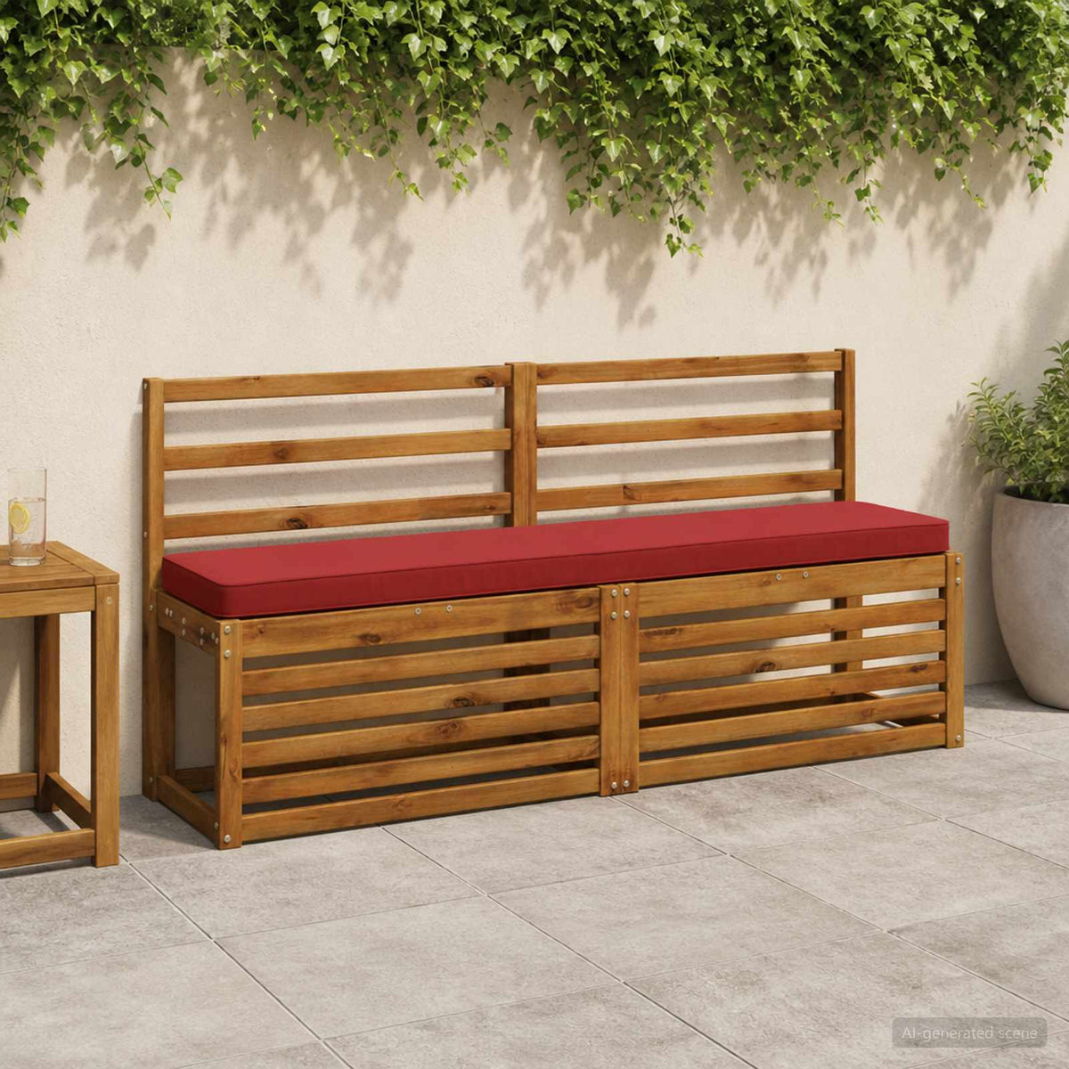 1-Piece Bench Cushion VUGHT 100% Polyester Wine Red