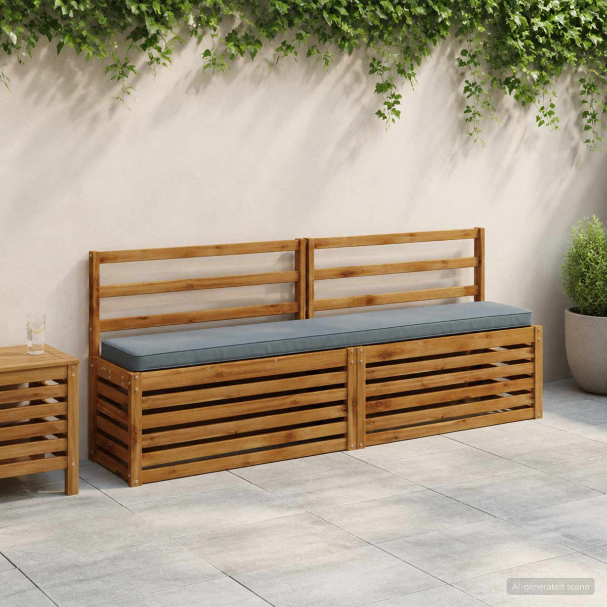 1-Piece Bench Cushion VUGHT 100% Polyester Blue 180 x 30 x 5 cm