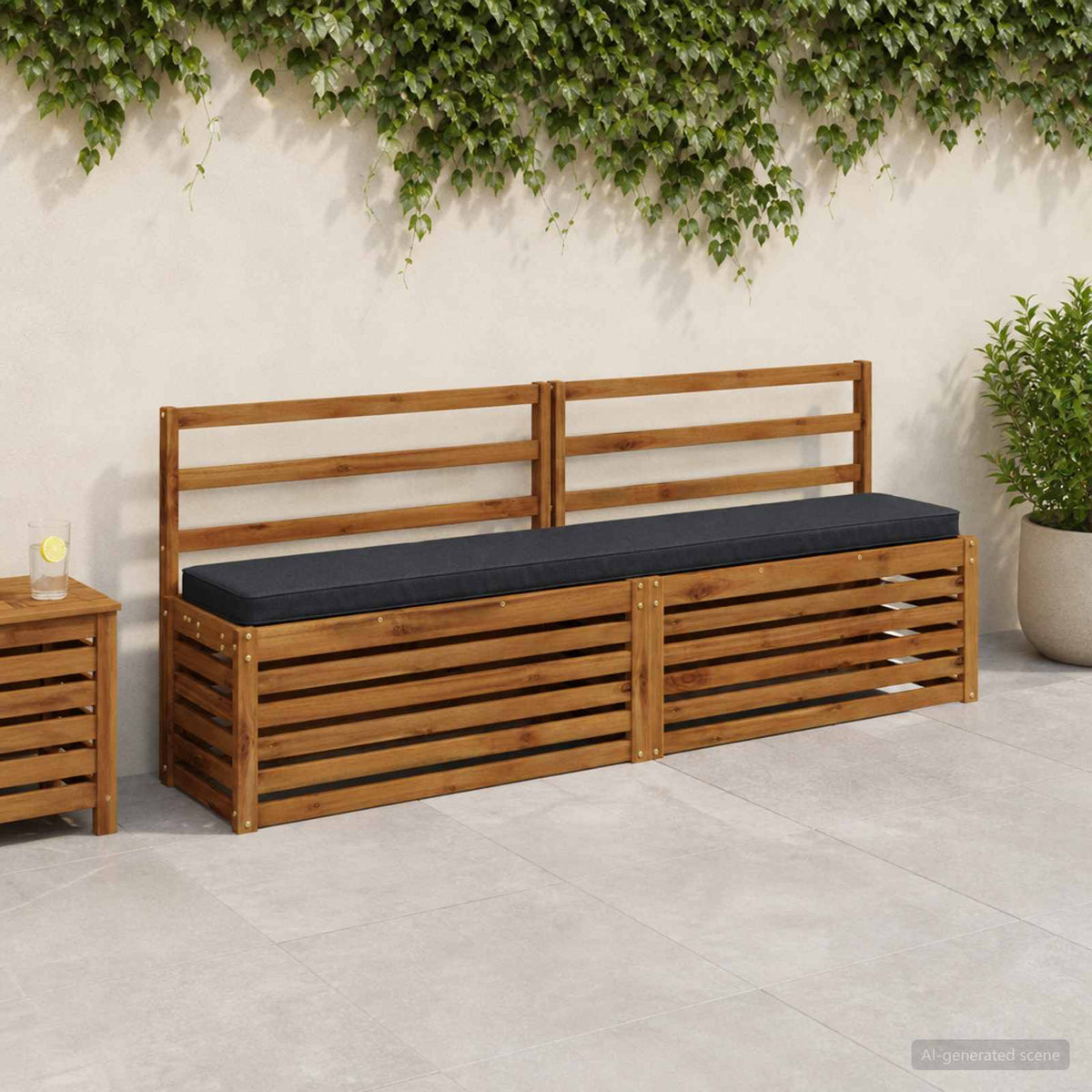 1-Piece Bench Cushion VUGHT 100% Polyester Dark Blue