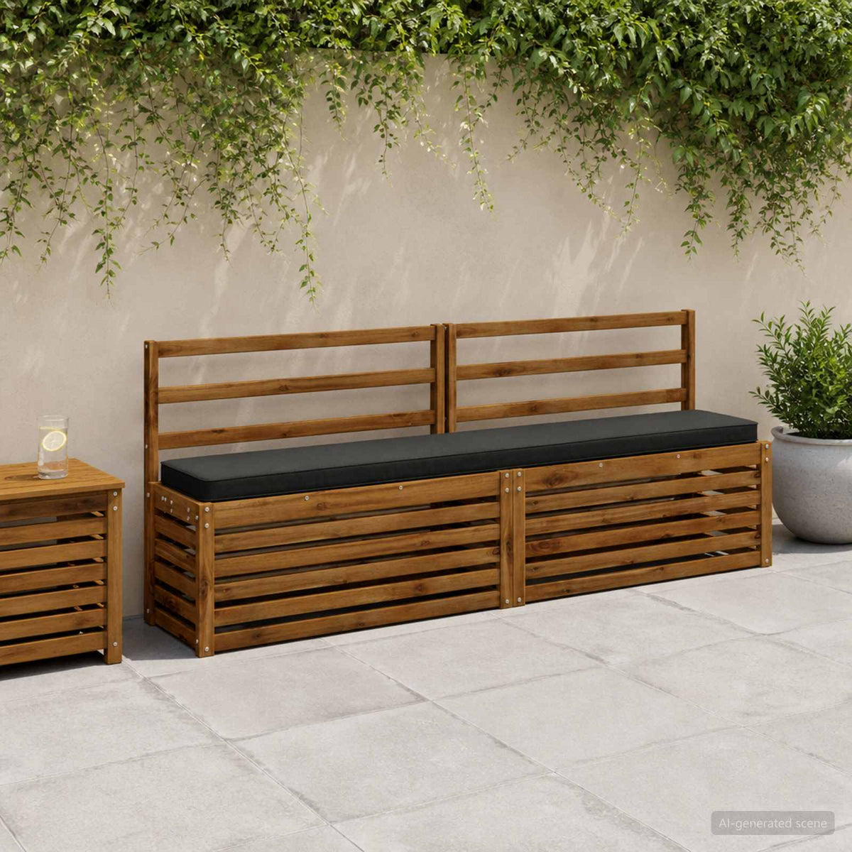 1-Piece Bench Cushion VUGHT 100% Polyester Black