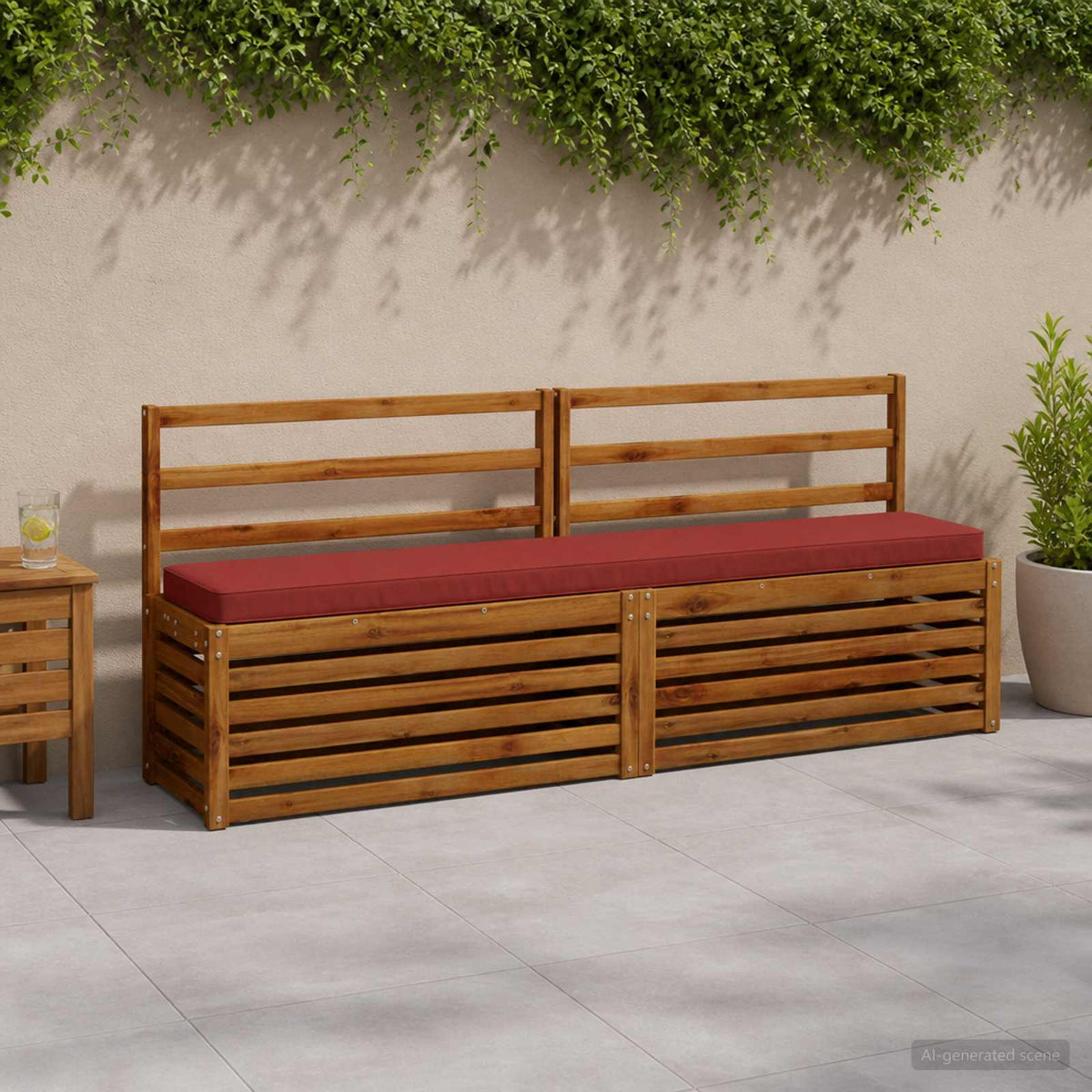 1-Piece Bench Cushion VUGHT 100% Polyester Red 200 x 30 x 5 cm
