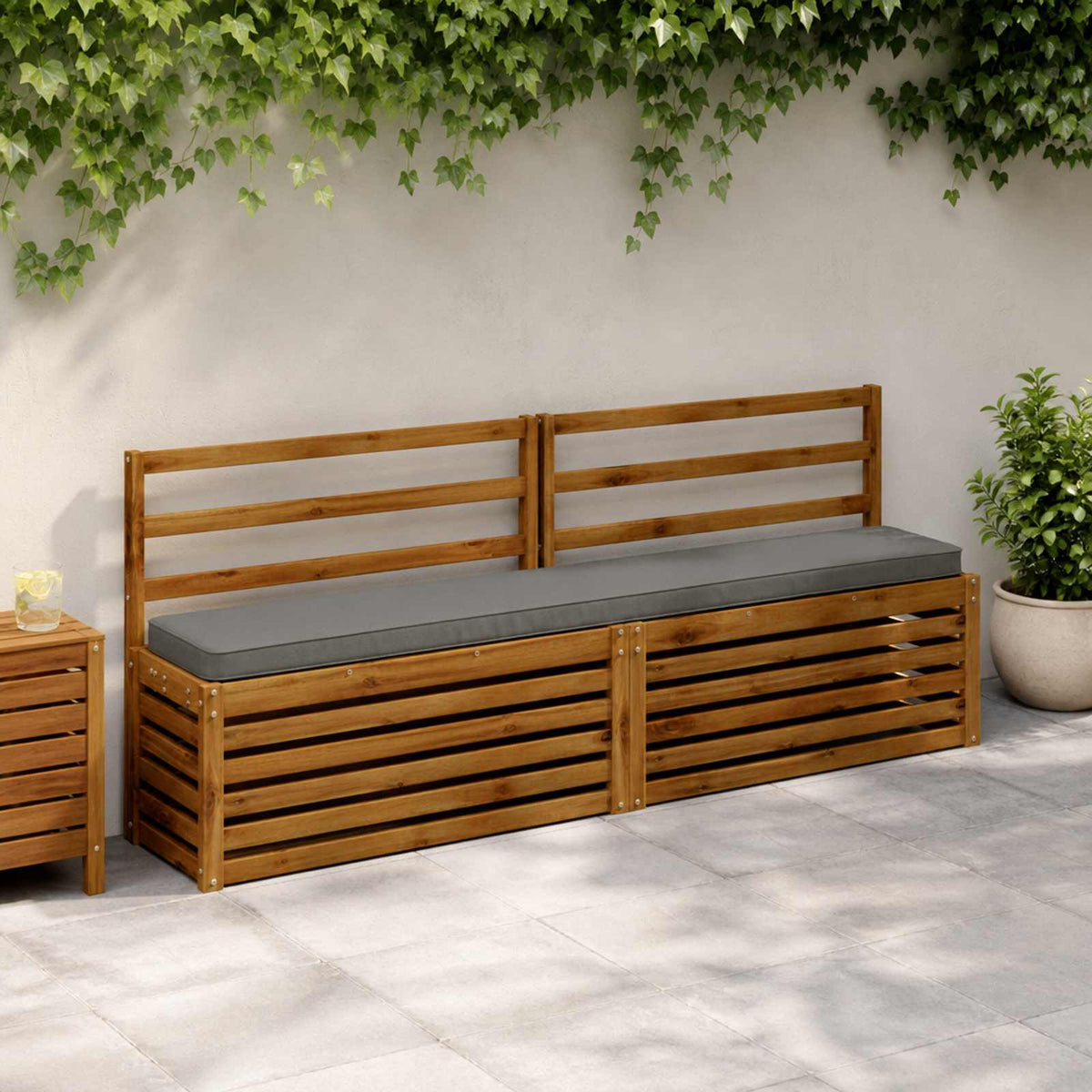1-Piece Bench Cushion VUGHT 100% Polyester Grey 170 x 30 x 5 cm