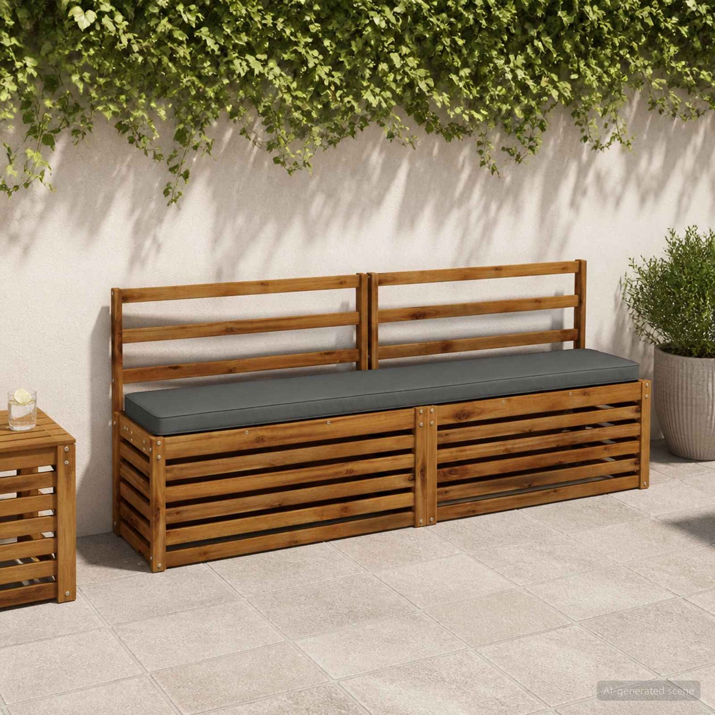 1-Piece Bench Cushion VUGHT 100% Polyester Grey 200 x 30 x 5 cm