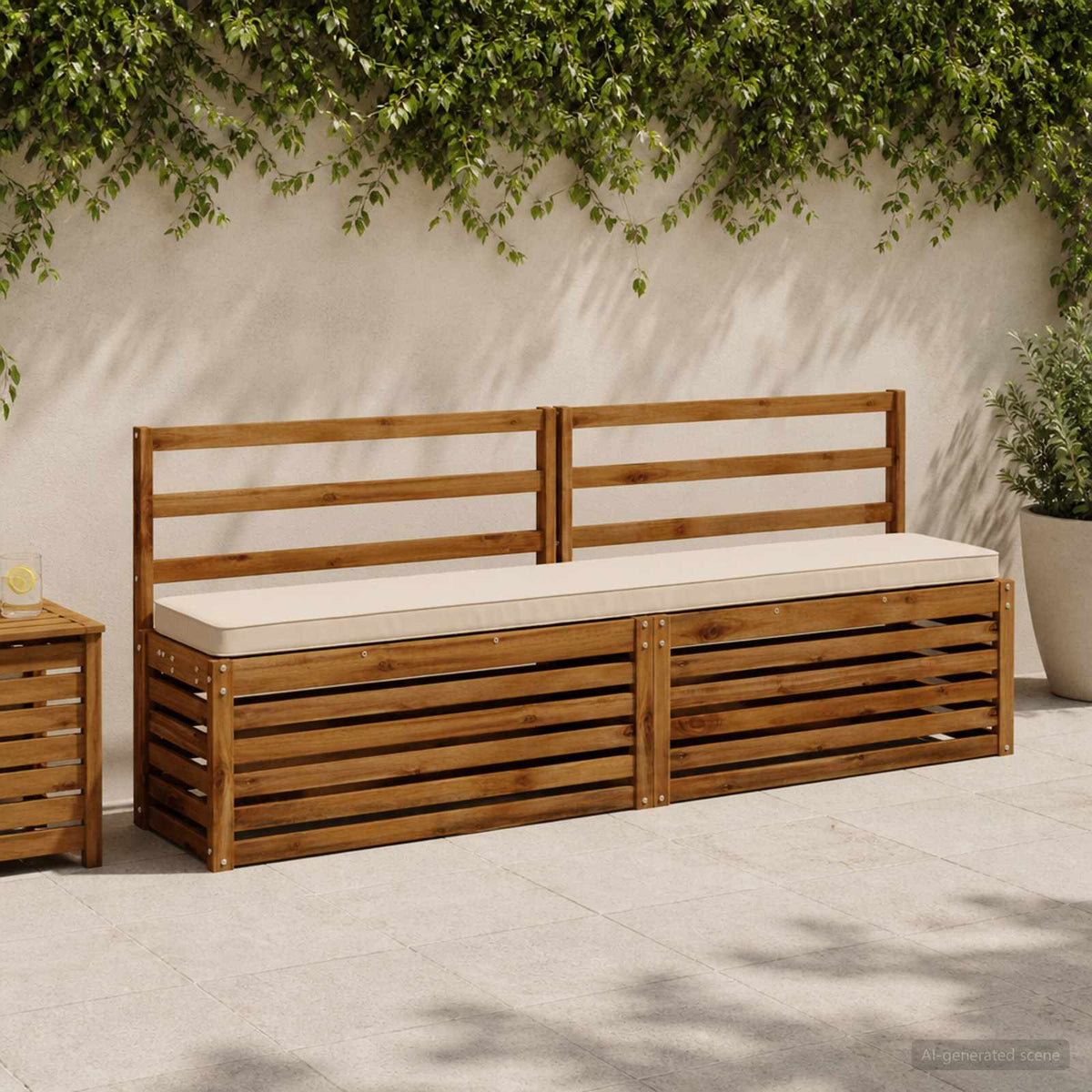 2-Piece Bench Cushions VUGHT 2 pcs 100% Polyester Cream
