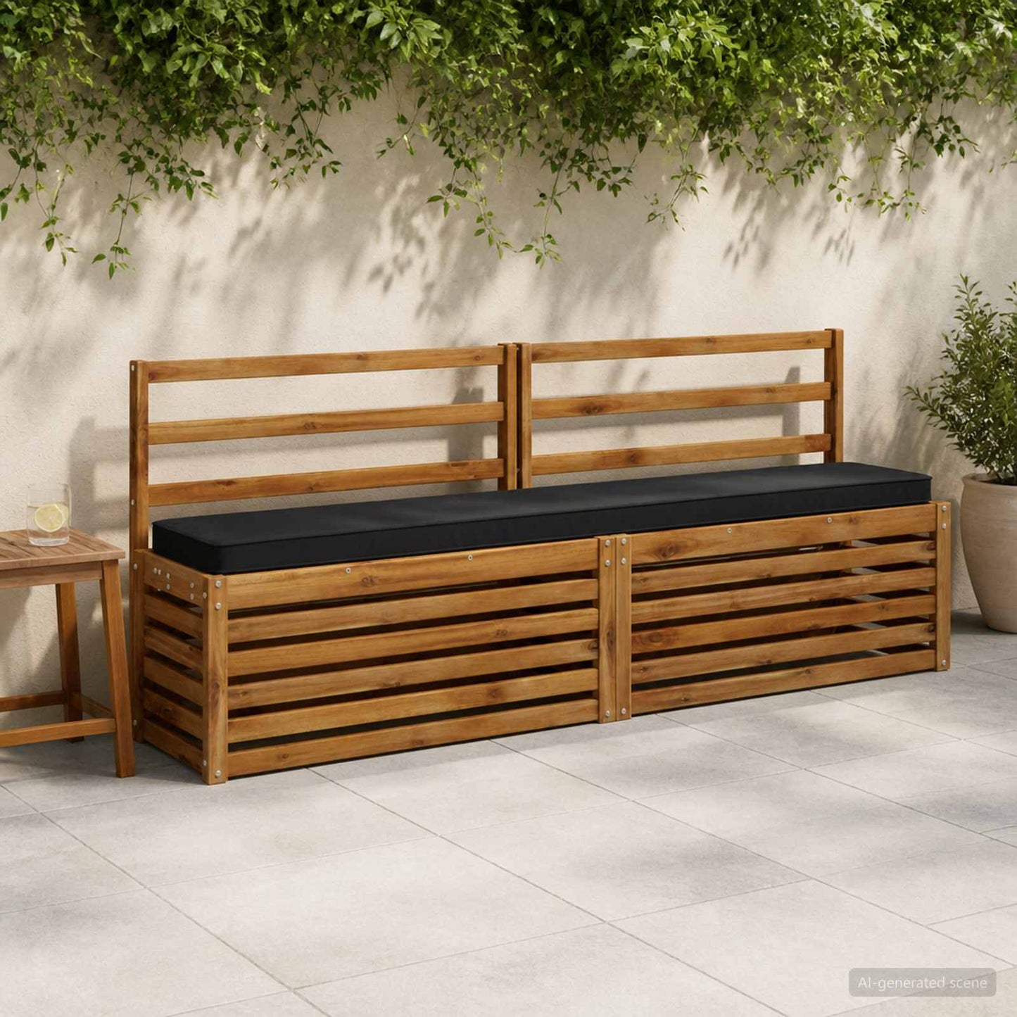 1-Piece Bench Cushion VUGHT 100% Polyester Black