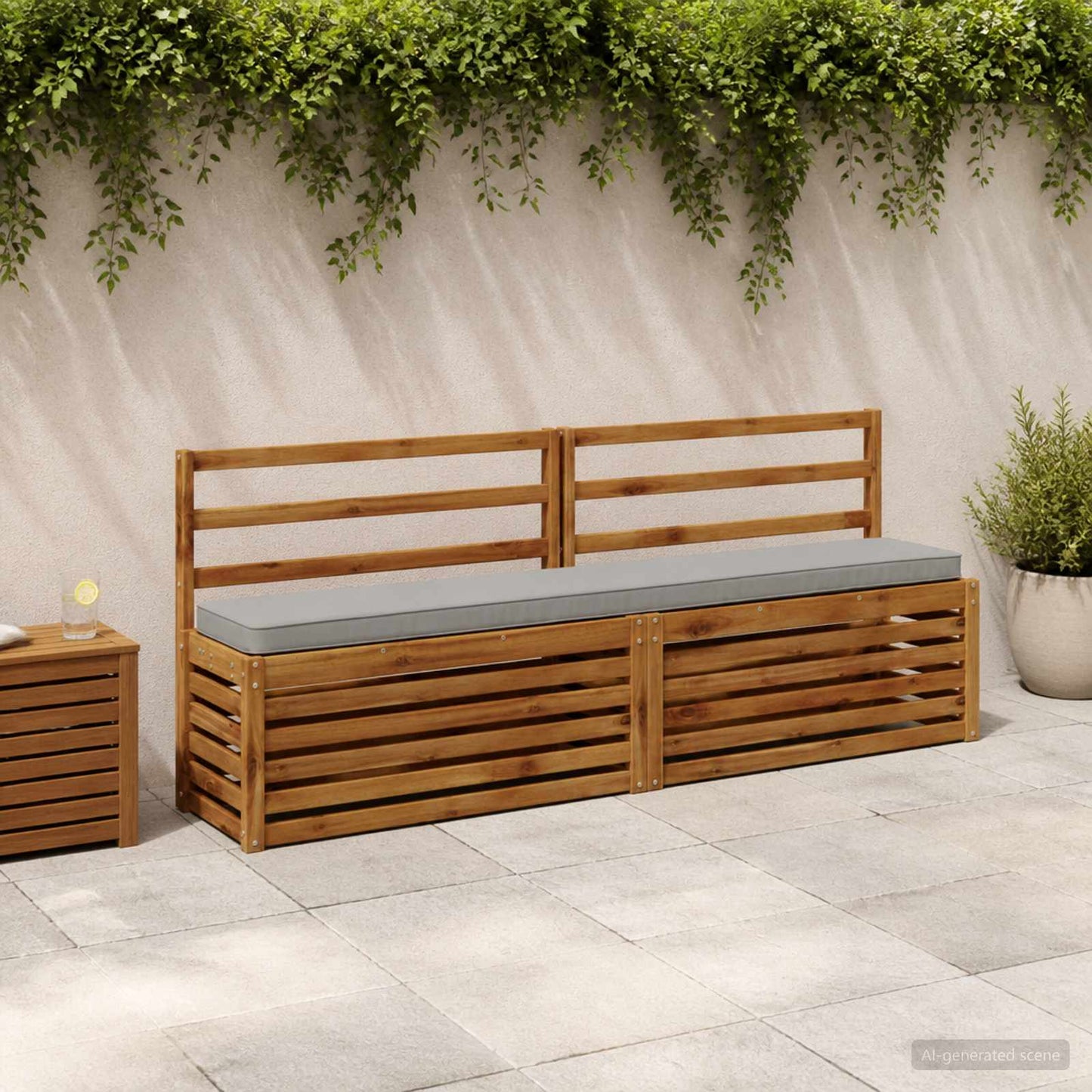 1-Piece Bench Cushion VUGHT 100% Polyester Grey 170 x 30 x 5 cm